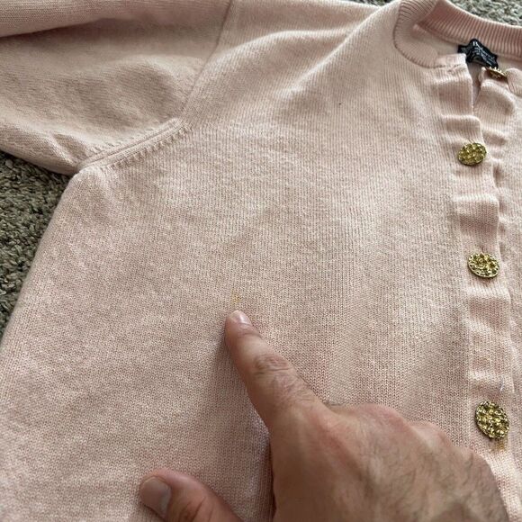 Vintage Burberrys Womens Cardigan Wool Sweater Pink Ballantyne Size 42 - Picture 7 of 10